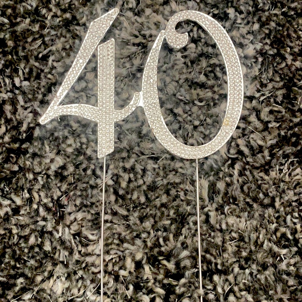 40 Cake Topper silver Bling Rhinestone